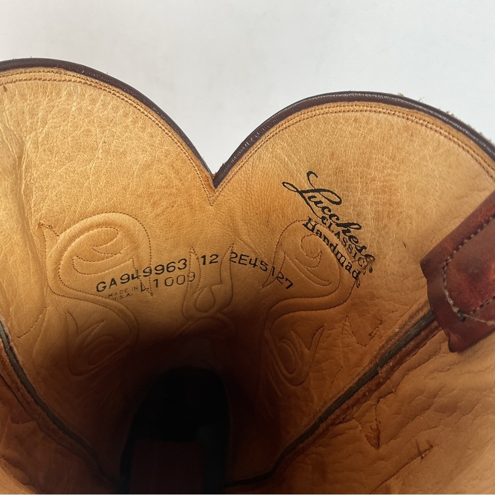 Lucchese Classics Handmade Cowboy Boots 12 EE Brown Bison Hide - Picture 7 of 16